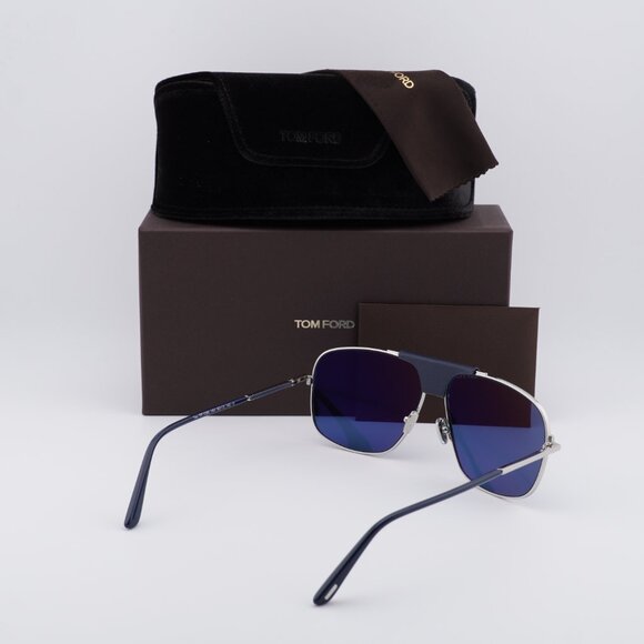 Tom Ford Tex FT1096 16V Sunglasses Palladium Aviator Frame, Blue Lenses - Picture 10 of 10